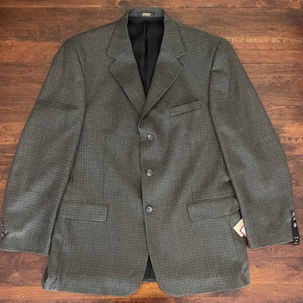 NWT Vintage Hardwick 3 Button Blazer Men’s Gray Brown Wool Blend‎ 44 Long Madmen